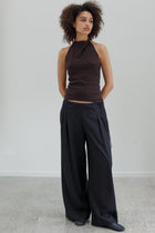 Astra Cotton Cashmere Halter Top - Coffee