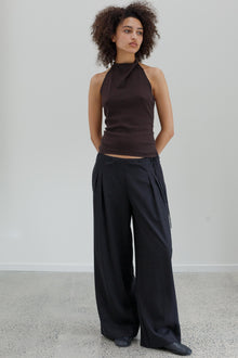 Astra Cotton Cashmere Halter Top - Coffee