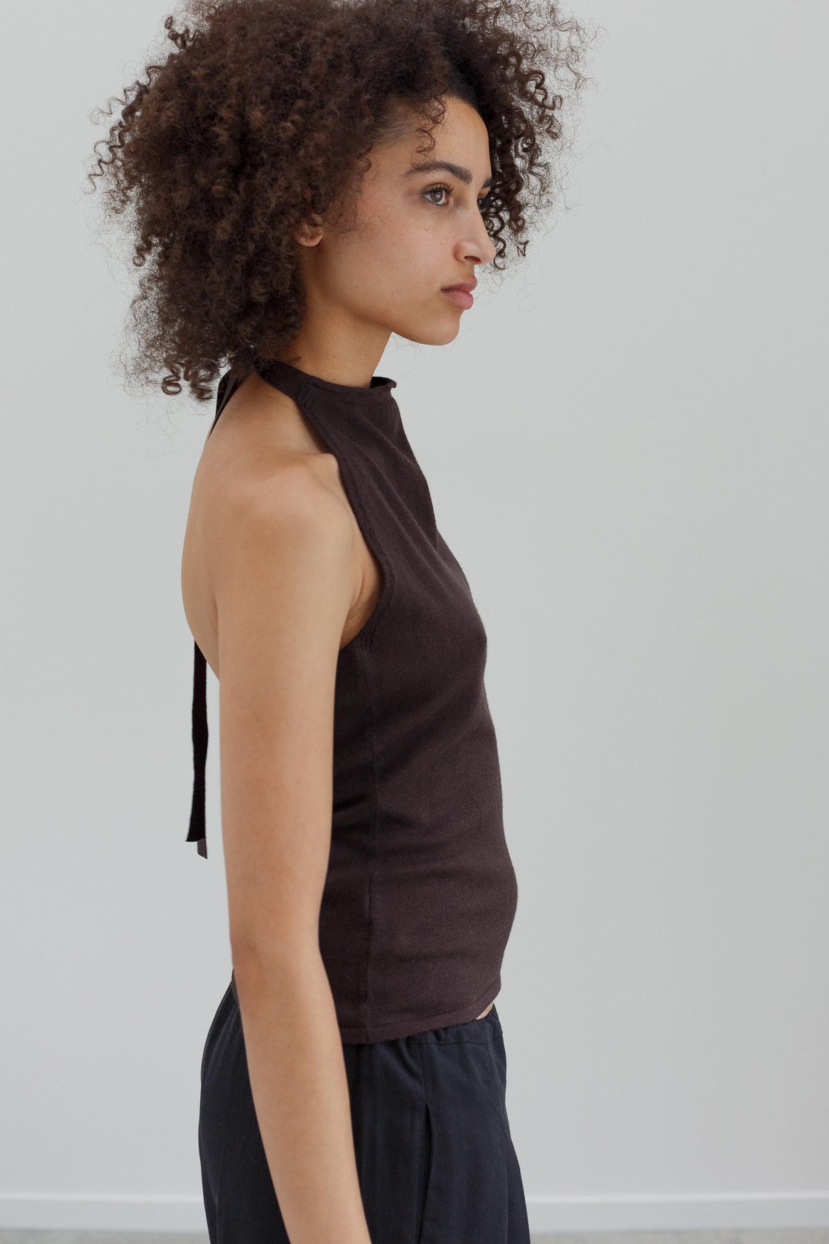 Astra Cotton Cashmere Halter Top - Coffee