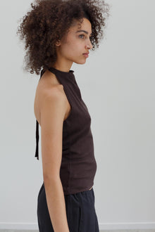 Astra Cotton Cashmere Halter Top - Coffee