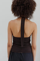 Astra Cotton Cashmere Halter Top - Coffee
