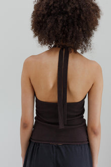 Astra Cotton Cashmere Halter Top - Coffee