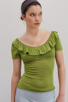 Flower Silk Top - Mantis