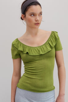 Flower Silk Top - Mantis