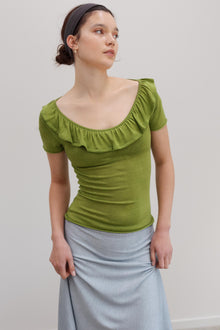 Flower Silk Top - Mantis