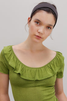 Flower Silk Top - Mantis