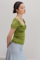 Flower Silk Top - Mantis