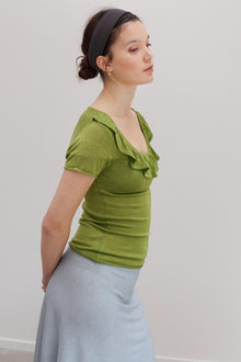 Flower Silk Top - Mantis