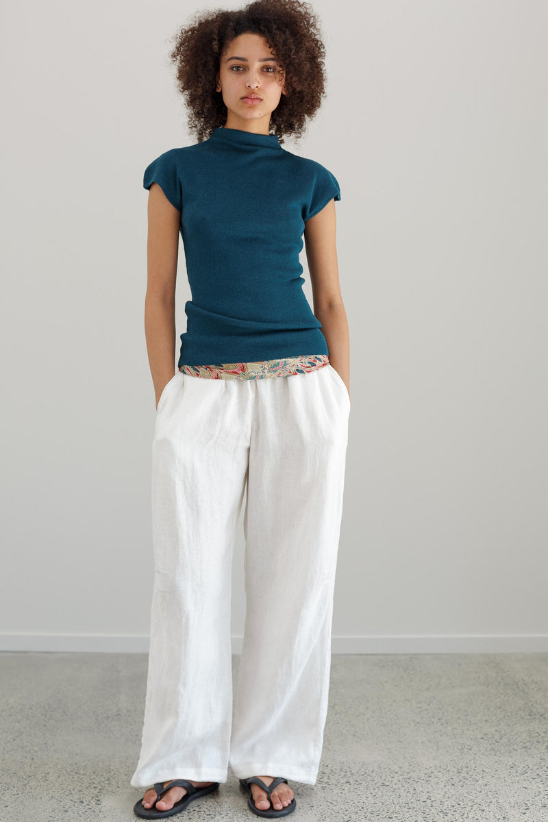 Audrey Silk Cashmere Top - Viridian Blue