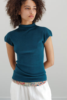 Audrey Silk Cashmere Top - Viridian Blue