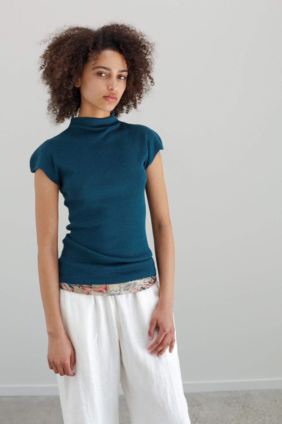 Audrey Silk Cashmere Top - Viridian Blue