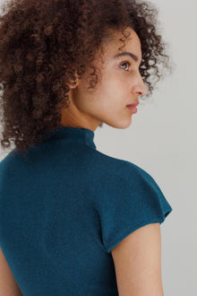 Audrey Silk Cashmere Top - Viridian Blue