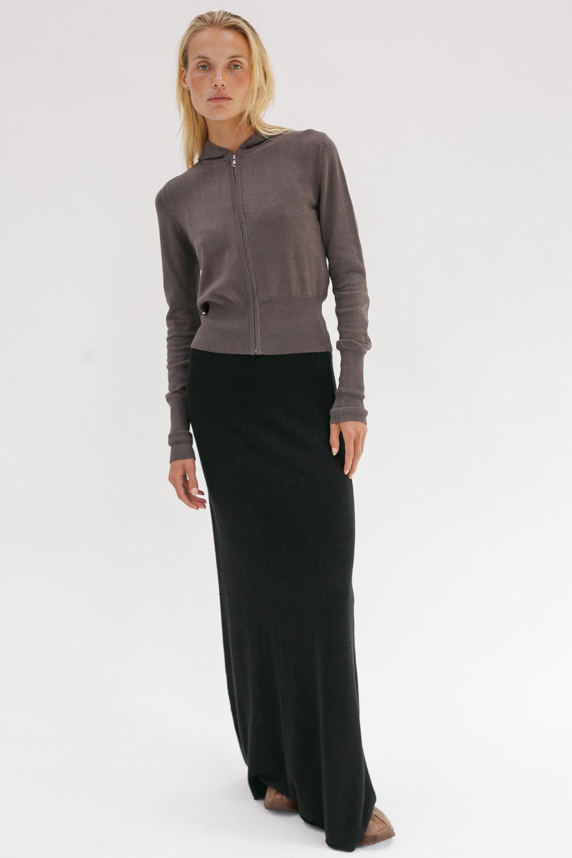 Chi Cashmere Cotton Skirt - Black - Wixii