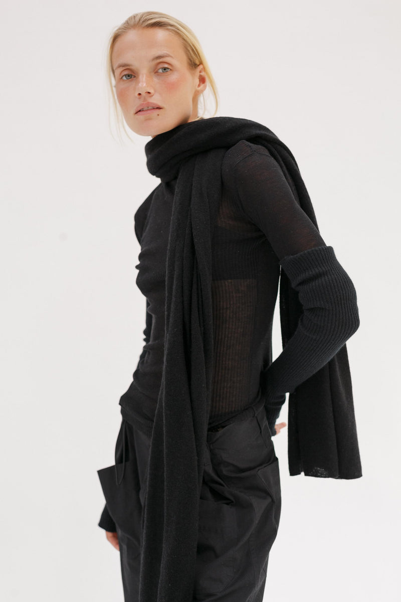 Riva Cashmere Scarf - Black - Wixii