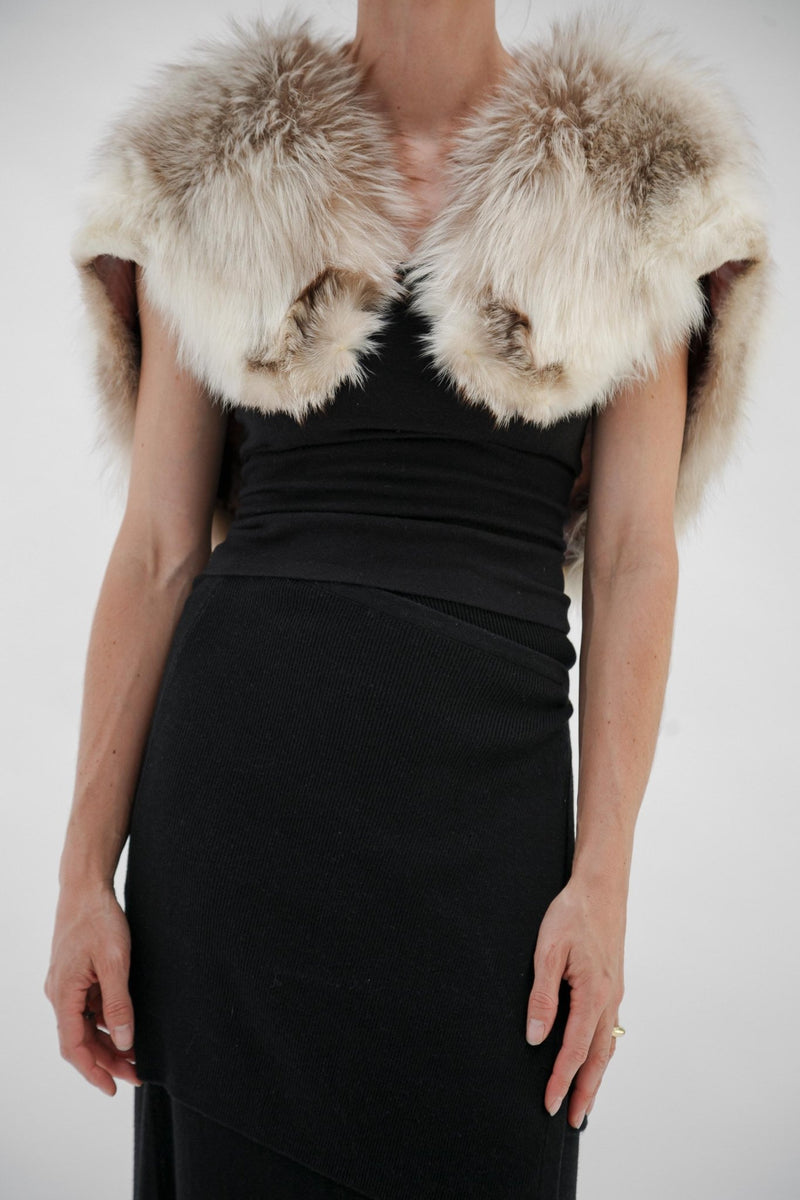 Vintage Cream Fox Cape - Wixii