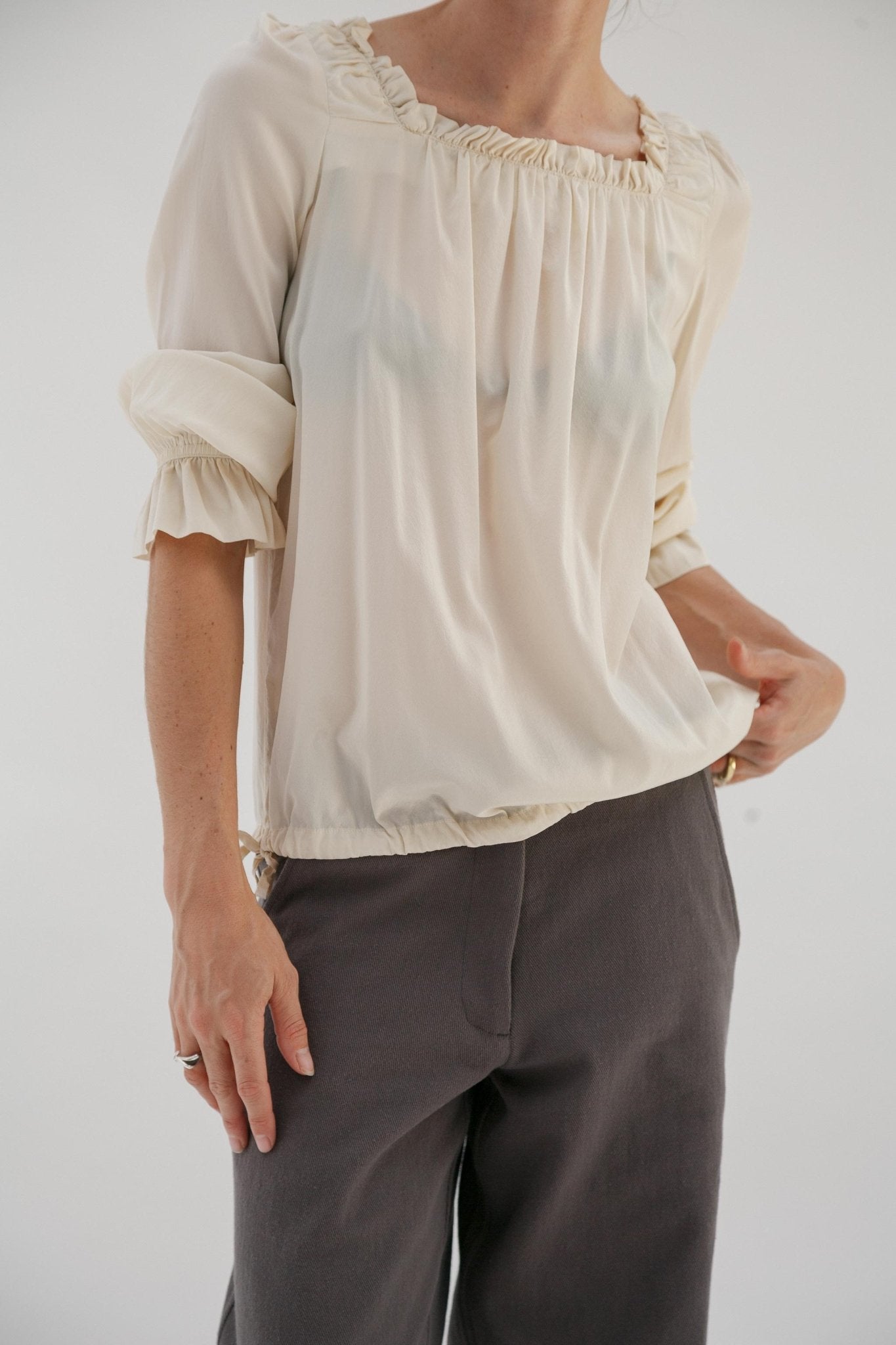 Vintage Cream Silk Romantic Blouse - Wixii
