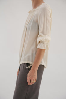 Vintage Cream Silk Romantic Blouse - Wixii