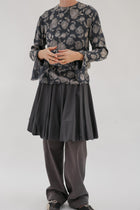 Vintage Navy Silk Rose Top - Wixii