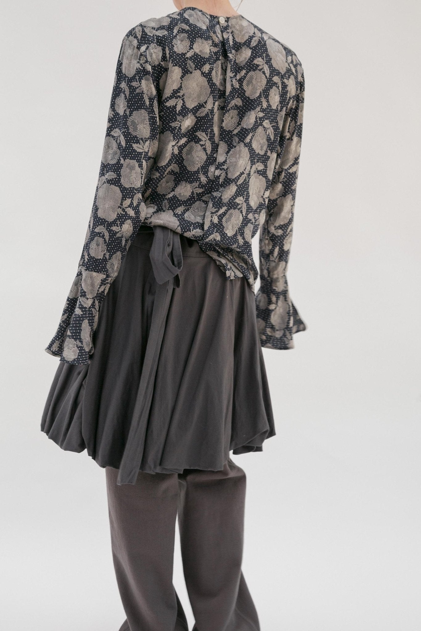 Vintage Navy Silk Rose Top - Wixii