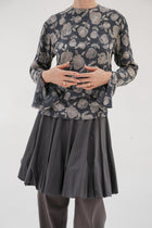 Vintage Navy Silk Rose Top - Wixii