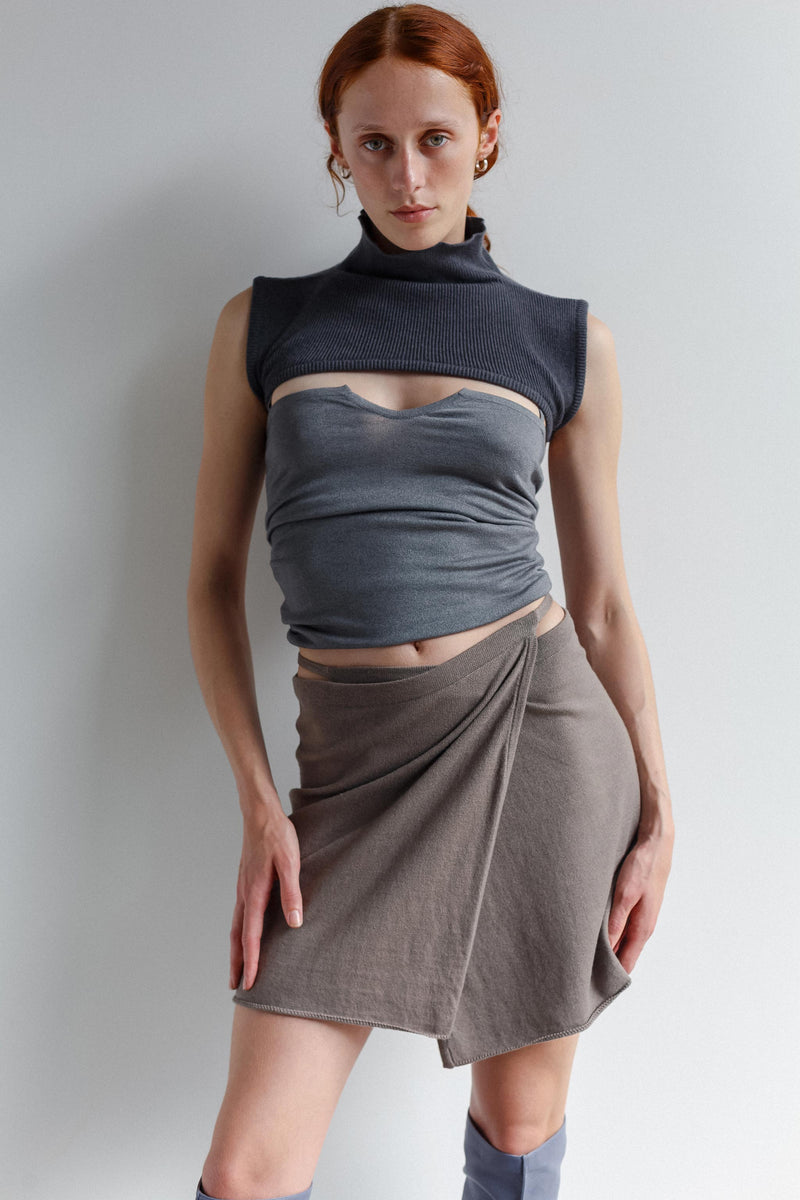 Elysian Cashmere Cotton Wrap Mini Skirt