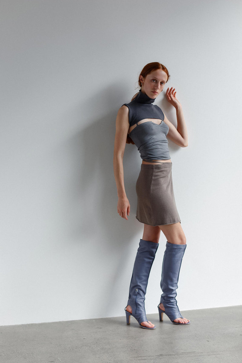 Elysian Cashmere Cotton Wrap Mini Skirt