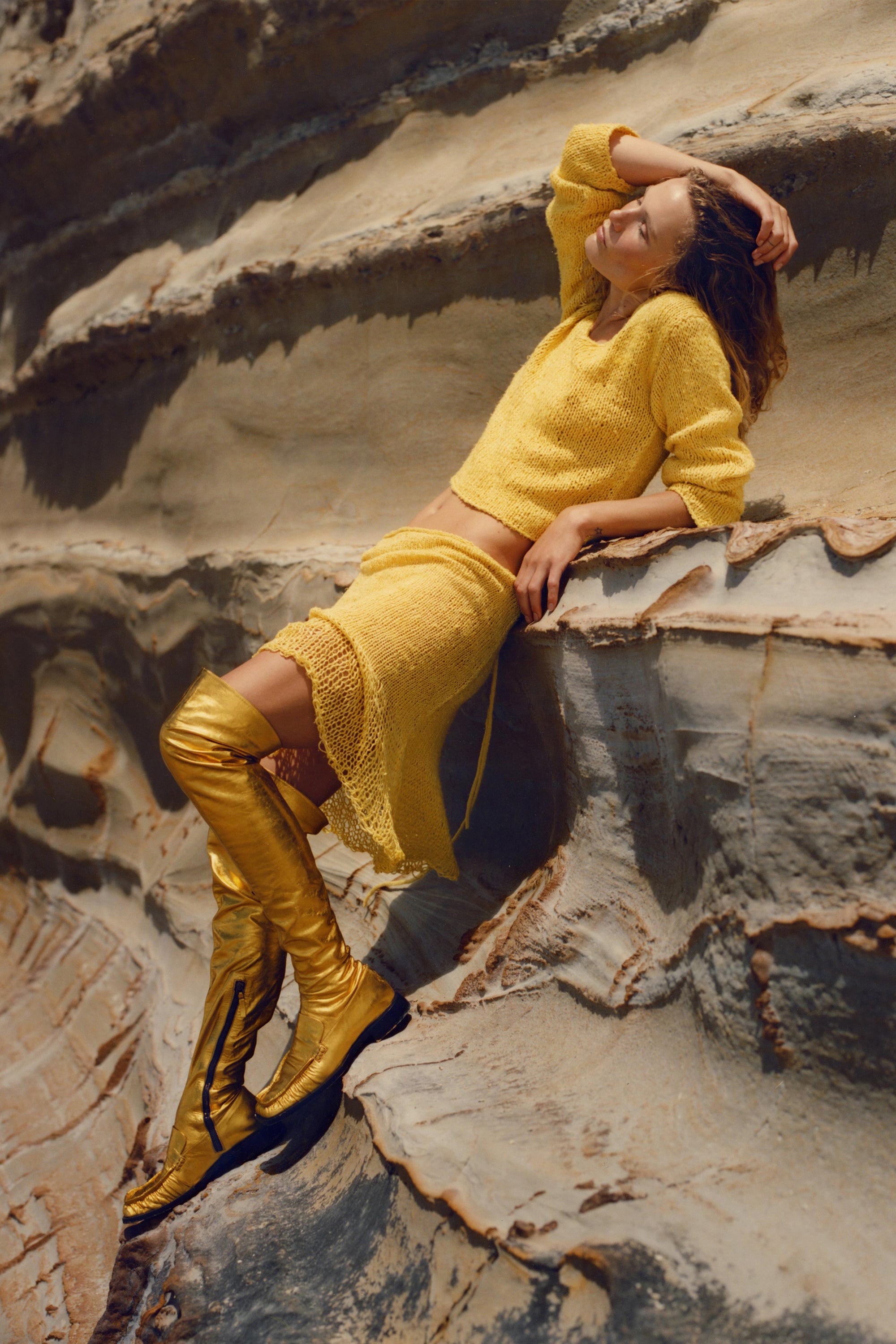 Juno Hand Knitted Silk Skirt - Yellow